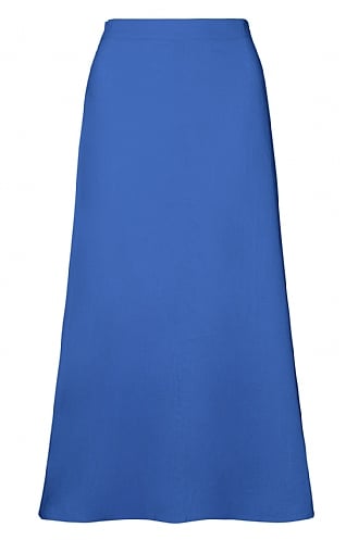 House of Bruar Ladies Linen Rich Midi Skirt, Amparo Blue