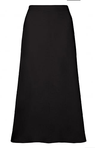 House of Bruar Ladies Linen Rich Midi Skirt - Black, Black