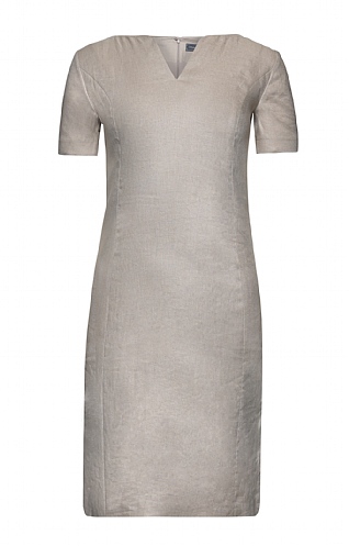 House Of Bruar Ladies Short Sleeved Linen Dress - Beige, Beige