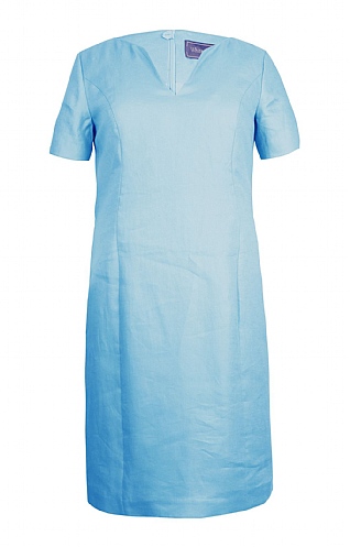 House Of Bruar Ladies Short Sleeved Linen Dress, Blue