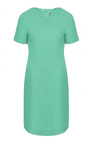 House Of Bruar Ladies Short Sleeved Linen Dress - Green, Green