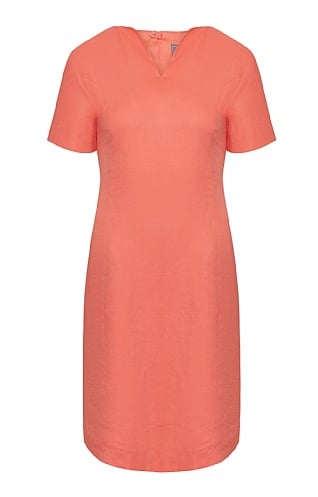 House Of Bruar Ladies Short Sleeved Linen Dress, Orange