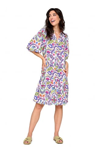 House Of Bruar Ladies Print Tunic Dress, White Floral