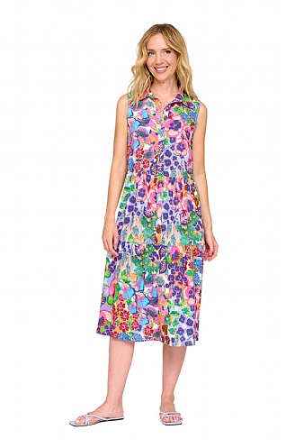 House Of Bruar Ladies Sleeveless Dress, Fuchsia Floral