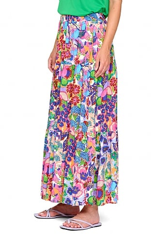 House Of Bruar Ladies Tiered Skirt, Fuchsia Floral