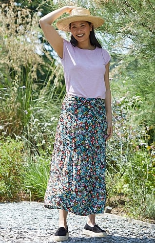 Ladies Lily & Me Frome Skirt, Wild Flower Black