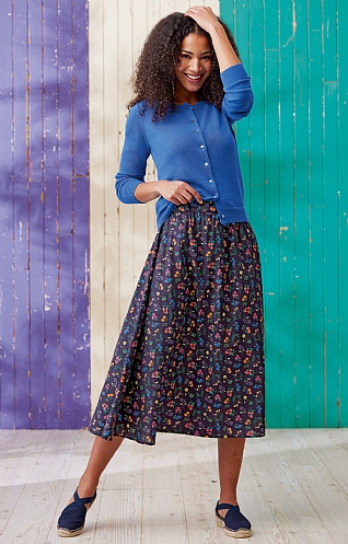 House of Bruar Ladies Skirt Made With Liberty Fabric, Twilight Bloom