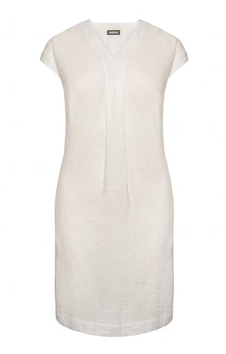 Ladies Pomodoro Linen Short Dress - White, White