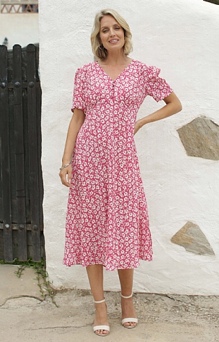 Ladies Pomodoro Daisy Tea Dress, Pink