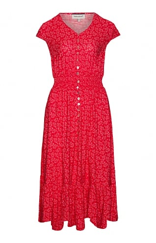 House Of Bruar Ladies Jersey Buttoned Daisy Dress - Red, Red