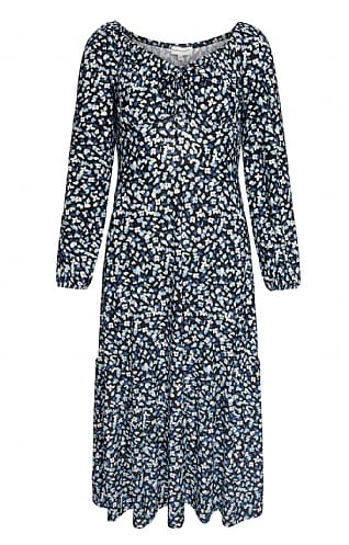 House Of Bruar Ladies Square Neck Floral Dress, Blue