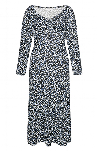 House Of Bruar Ladies Square Neck Floral Dress - Navy Blue, Navy