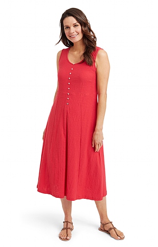 Ladies Adini Lutari Organic Cotton Dress - Red, Red