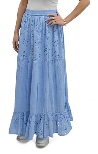 Jessica Graaf Ladies Embroidered Tiered Skirt, Blue