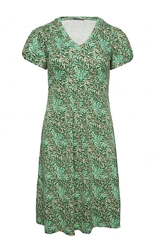 House Of Bruar Ladies Olive Tree Print V-Neck Dress - Green, Green