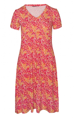 House Of Bruar Ladies Olive Tree Print V-Neck Dress - Red, Red