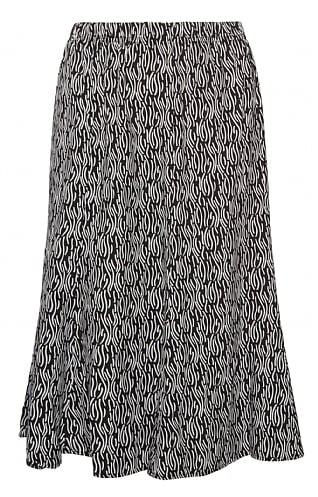 House Of Bruar Ladies Print Skirt, Black Swirls