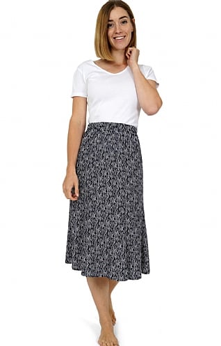 House Of Bruar Ladies Print Skirt, Navy Floral