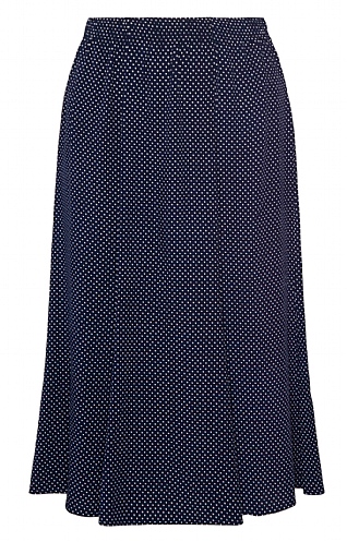 House Of Bruar Ladies Print Skirt, Navy Spots