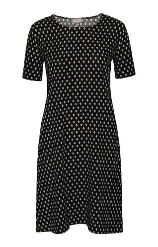 House Of Bruar Ladies Print Dress, Black Print