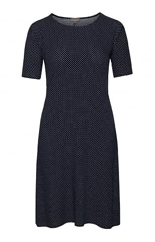 House Of Bruar Ladies Print Dress, Navy Spots