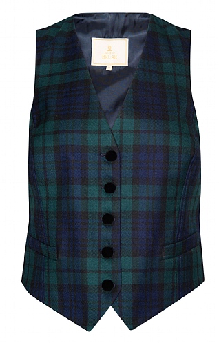 Black watch plaid vest womens sale