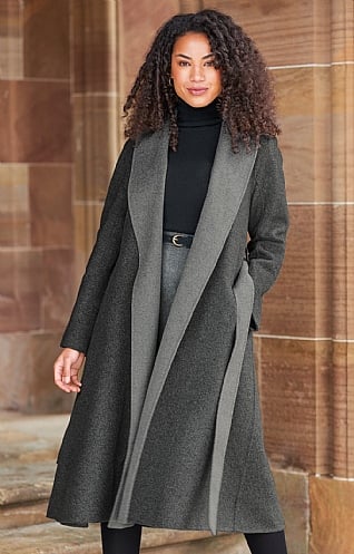 Grey wool store trench coat womens