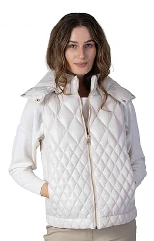 Jessica Graaf Ladies Quilted Gilet With Hood - Cream, Cream