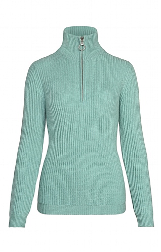 House Of Bruar Ladies T-Zip Sweater, Beryle Green Mel