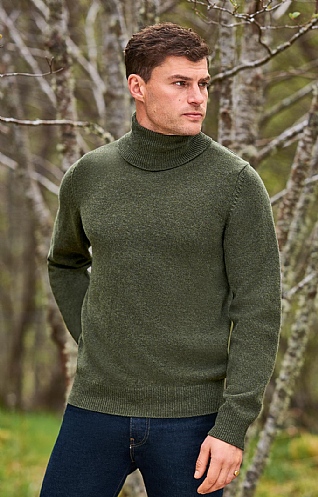 Mens green outlet roll neck jumper