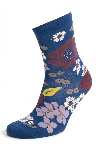 Ladies Seasalt Bamboo Arty Socks, Dense Floral Squall