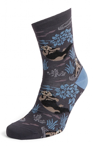 Ladies Seasalt Bamboo Arty Socks, Water Mint Coral