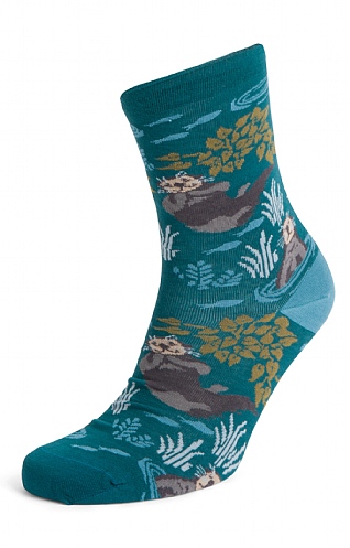 Ladies Seasalt Bamboo Arty Socks, Water Mint Seaway