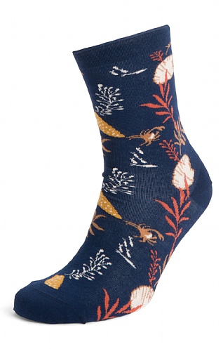 Ladies Seasalt Arty Socks, Sea Holly Maritme