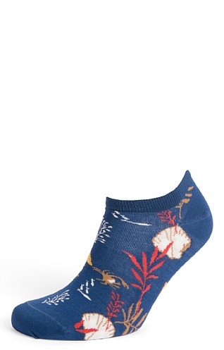 Ladies Seasalt Bamboo Arty Trainer Socks, Sea Holly Dusk