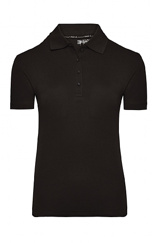 House Of Bruar Ladies Plain Short Sleeve Polo - Black, Black