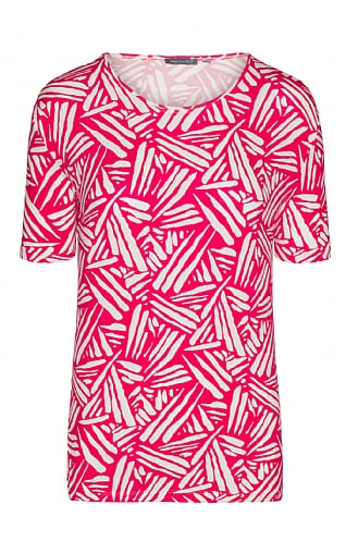 House Of Bruar Ladies Leaf Print Crew T-Shirt, Pink