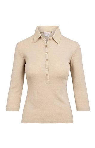 House of Bruar Ladies Cotton Polo Shirt, Bark Melange