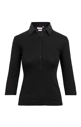 House of Bruar Ladies Cotton Polo Shirt - Black, Black