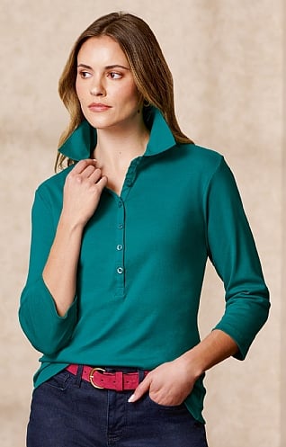 House of Bruar Ladies Cotton Polo Shirt, Emerald