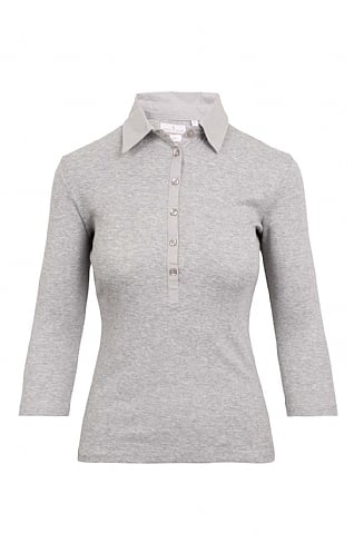 House of Bruar Ladies Cotton Polo Shirt, Grey Melange