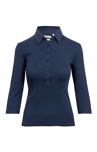 House of Bruar Ladies Cotton Polo Shirt - Navy Blue, Navy