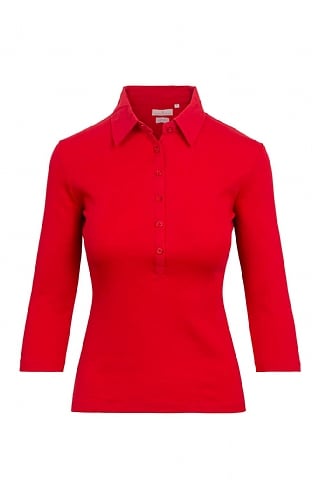 House of Bruar Ladies Cotton Polo Shirt - Red, Red