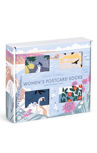 Ladies Seasalt Box of Four Postcard Socks, Hensbarrow Mix