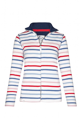 Ladies Lazy Jacks Stripe Zip Through Jacket - Red, Red