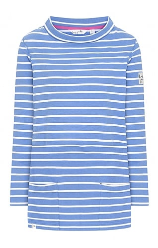 Ladies Lazy Jacks Stripe Roll Neck Sweatshirt, Sapphire